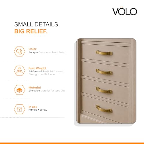Image of VOLO Antique Finish Door and Window Handle for Home, Kitchen, and Office Doors - Cabinet and Window Handle (Model: R-137) (Pack of 2, 96MM (4 Inch))