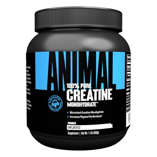 ANIMAL Pure Creatine Monohydrate – reines, mikronisiertes Kreatin Monohydrat Pulver – 5 g Kreatin pro Portion – leicht absorbierbar & geschmacksneutral – 500 g ANIMAL Pure Creatine Monohydrate – reines, mikronisiertes Kreatin Monohydrat Pulver – 5 g Kreatin pro Portion – leicht absorbierbar & geschmacksneutral – 500 g
