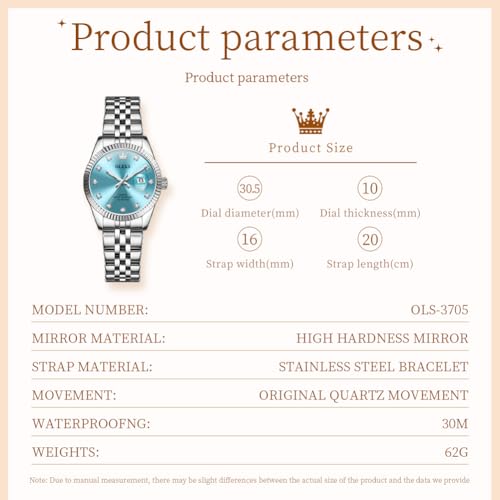 Image of OLEVS Watches for Women Luxury Elegant Stainless Steel Waterproof Luminous Diamond Women's Fashion Watch Ladies Watches for Small Wrists