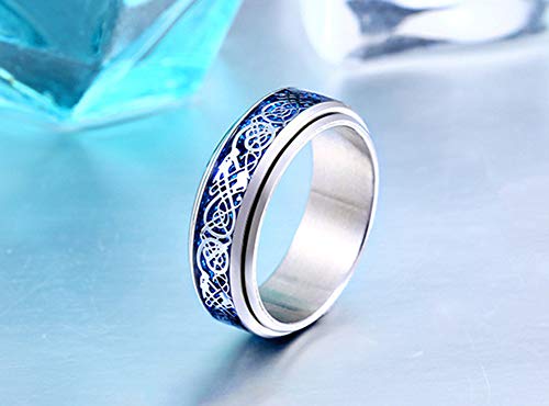 HIJONES Unisex Carbide Fiber Celtic Dragon Spinner Ring Stainless Steel Wedding Spins Band2