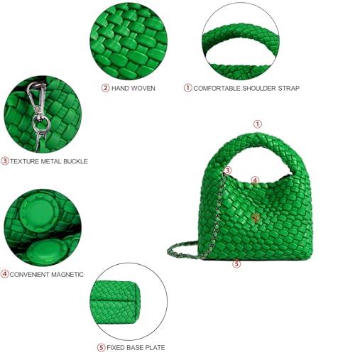 Image of JINMANXUE Fashion Mini Handbag For Women, Woven Tote Bucket Composite Bag Knitting Chain Bags, Crossbody Shoulder Purses