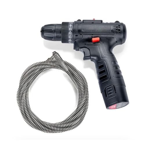 Electric Drain Auger with 5m Plumbing Snakes Battery Powered Pipe Cleaning Tool for Unclogging Toilet Bathroom Kitchen Sink and Shower Drain