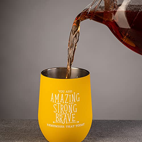 DiverseBee Inspirational Thank You Gifts for Women, Mom, Sister, Wife, Girlfriend, Boss, Coworker, Nurses, Best Friend, Encouragement Birthday Wine Gifts - Insulated Wine Tumbler Cup with Lid (Honey)