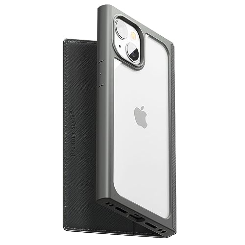 Amazon.co.jp: iPhone15 ガラスフリップケース スクエアデザイン