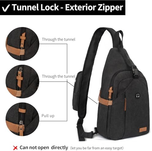  Anti Theft Large Crossbody Sling Bag for Men Travel Hiking
| Men's Large Anti Theft Sling Backpack with Tunnel Lock Zip