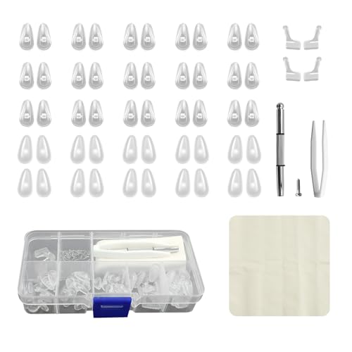 TNJPSEK Eyeglass Repair Kit with Screws, Glasses Repairing Kit Includes Nose Pads, Sunglasses Repair Kit, Precision Screwdrivers, Tweezers, Glasses Screws Repair Kit with Cleaning Cloth