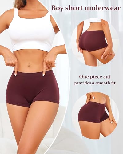 Image of ALL OF SHE Boy Shorts Underwear for Women Full Coverage Boxer Briefs Soft Seamless Panties Lingerie Under Dress Booty Shorts