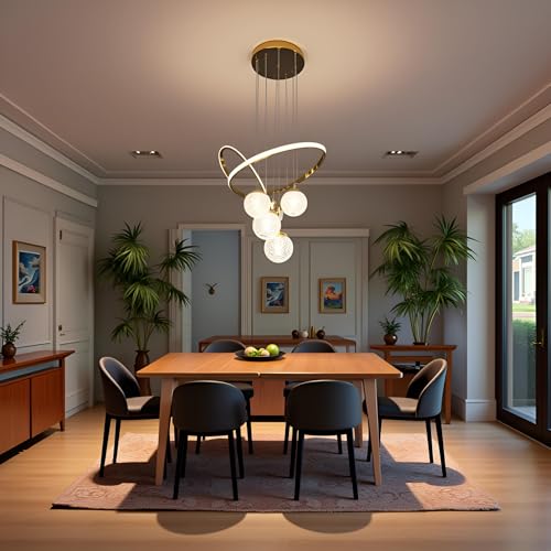 Image of LED Chandelier for Living Room, Hanging Lights for Dinging Table, Jhumar /Jhoomer for Home Decoration (Cool, Warm and Natural White) Golden Finish (CH47)