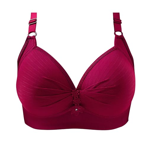 Rpporm BH Damen Ohne Buegel Vollschalen Bequem Guter Halt Große Brüste Wirefree Bra Super Push Up BH Gegen Hängebrust Brüste Klassische BHS Minimizer Bra
