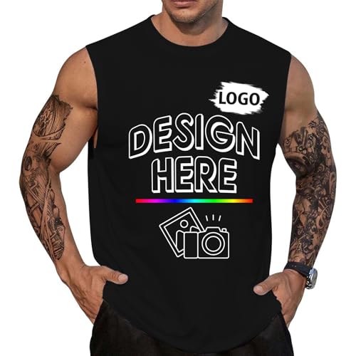 Custom Sleeveless Shirt for Men Personalized Mens Sleeveless Tank Design Your Own Image Logo Text Tank Top for Gifts2