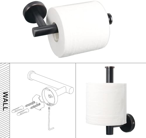TocTen 5 PCS Bathroom Hardware Set SUS304 Stainless Steel-Towel Rack Set Include Lengthen Hand Towel Bar+Toilet Paper Holder+3 Robe Towel Hooks Bathroom Accessories Towel Bar Set(Bronze,24IN)