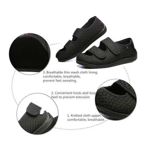 Diabetic Foot Shoes, Mens Easy Close Adjustable Breathable Extra Wide Fit Diabetic Shoes, Comfy Swollen Feet Non-Slip Orthopedic Walking, for Elderly Arthritis Edema Swollen Feet Thumb2