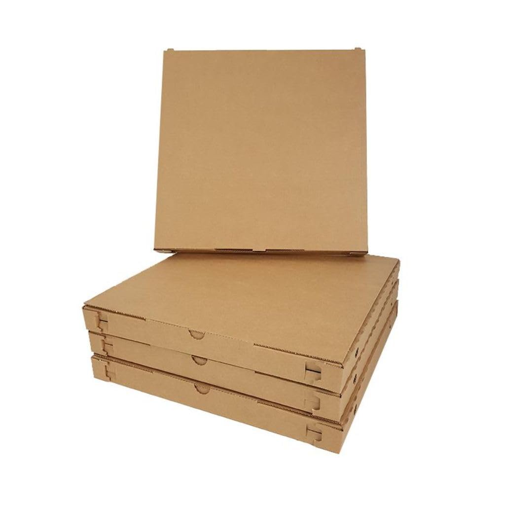 Scatola per Pizza in Cartone Naturale Avana 33x33x3,5cm Antitaglio Confezione da 100 Pezzi