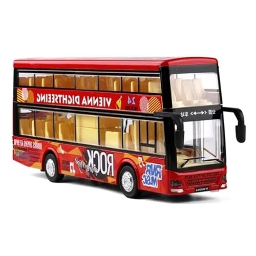 Image of Diecast Metal Long Double Decker Bus Light & Music Open Door Collection Model Long Bus Toys for Boy Kids
