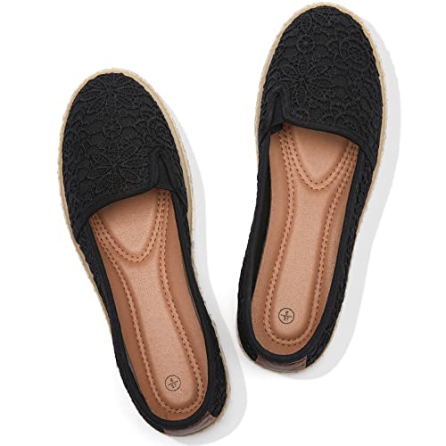 POVOGER Flats Shoes Women Slip On Shoes Womens Loafers Dress Shoes for Women Shoes Flats Comfortable(Black,US9)