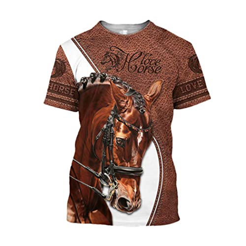 T-shirt cheval imprimé 3D grande taille unisexe en taille S coloris unique