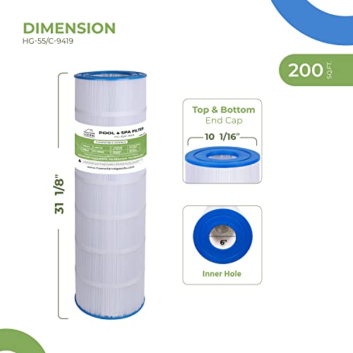 Homeland Goods PAP200 Pool Filter Replaces Pentair CC200, Unicel C-9419, Filbur FC-0688, R173217, 59054400, Aladdin 29902, Baleen AK-8005, Pure N Clean PC-0688, 200 sq.ft Filter Cartridge (1 Pack)