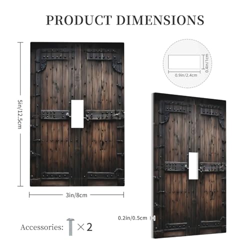 Decorative Light Switch Cover Plate Retro Brown Wood Barn Door Vintage Farmhouse 1 Gang Wall Plate Oversized Single Toggle Wall Cover Plate Jumbo Switchplate Faceplate