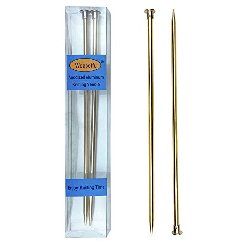 Weabetfu Aluminum Metal Knitting Needle Colored Straight Single Pointed 10-inch Length for Handmade DIY Knitting Size US 8(5.0mm)