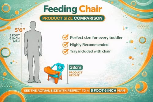 Image of MY LITTLE TOWN Kids Feeding Chair| Musical Chu Chu Chair| Baby Chair| 4-36 Months| Baby Chair| Portable| Booster seat (Sea Green with Orange)