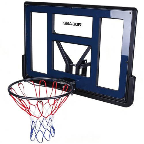 43.31x29.53in Shatterproof Basketball Hoop Wall-Mount Basketball Backboard Replacement with All-Weather Net Fits for All Basketballs Systems Indoor Outdoor