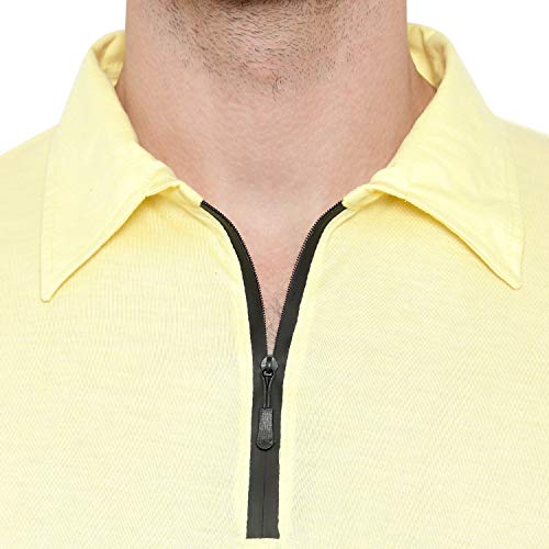 Image of Men's Cotton Blend Full Sleeve Zip Neck Polo T-Shirt (Pack of 1)
