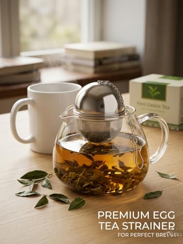 Image of Stainless Steel Tea Infuser & Spice Strainer Set | Mesh Tea Ball, Locking Tea Infuser & Hinged Spice Filter | Reusable Loose Leaf Tea, Herbs & Masala Brewing Tool (1, Egg Shaped)