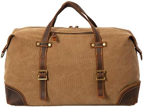 ORIENTAL GLORY Overnight Canvas Duffel Bag for Men Weekender Travel Carry On bag (khaki) 3 ORIENTAL GLORY Overnight Canvas Duffel Bag for Men Weekender Travel Carry On bag (khaki)