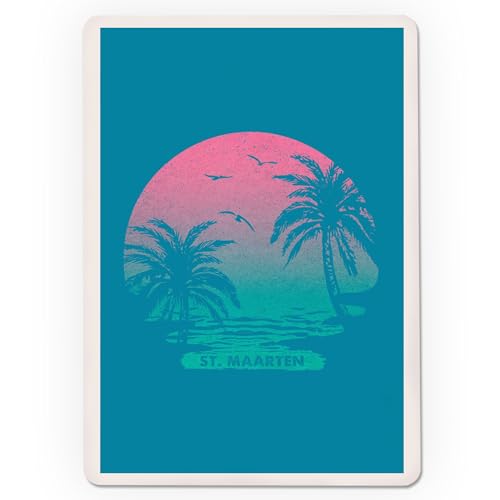 Lantern Press St Maarten, Sunset y Palmeras, 52 Naipes Poker miniatura 3