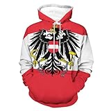 KAOEOSI Austrian Coat of Arms Eagle Flag Hoodie for Men Women Long Sleeve Pullover Sweatshirt with Pocket L