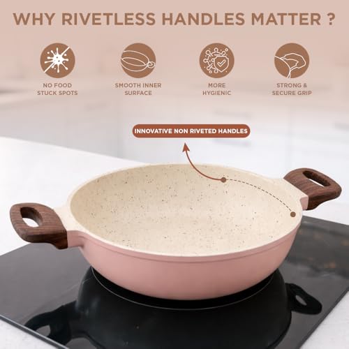 Image of Vinod Ceravit Ceramic Deep Kadai with Glass Lid 24 cm (2.4 Litre) | Non Stick Cookware | PFAS & PFOA Free | Patented NMAC Natural Ceramic Coating | Metal Spoon Friendly | Gas & Induction Compatible