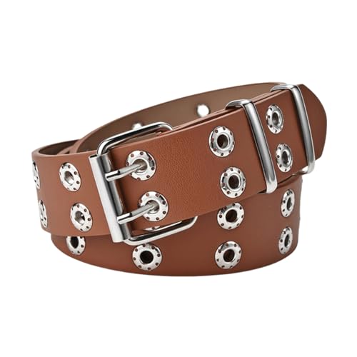 Women Y2k PU Leather Belts Double Buckle Punk Rock Western Cowboy Cowgirl Belt for Jeans Grunge Clothes Accessories