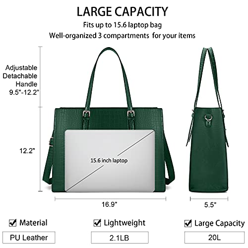 Image of Laptop Bag for Women 15.6 Inch Laptop Tote Bag Leather Classy Computer Briefcase