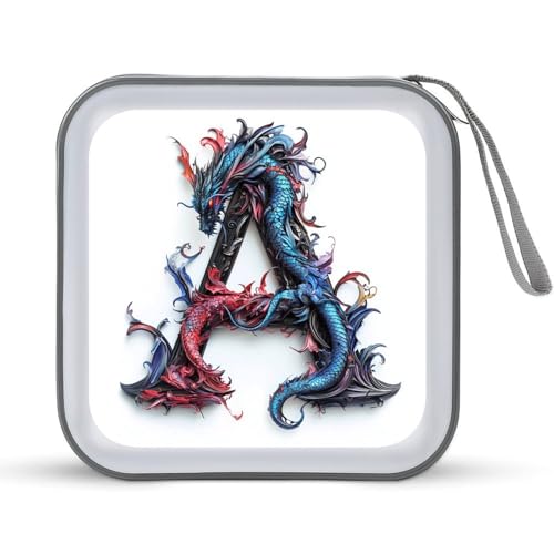Letter A with Fantasy Dragon CD Case DVD Storage Case Portable