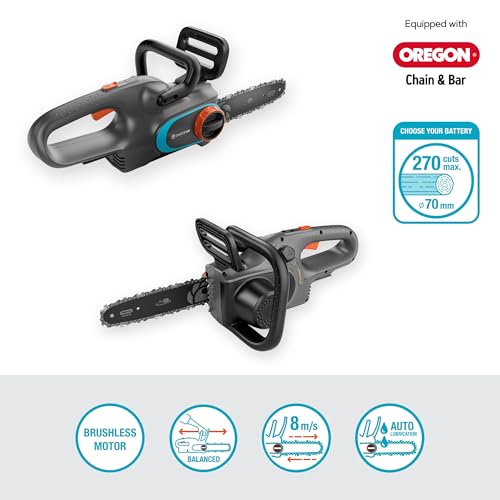 GARDENA Akku-Kettensäge Präzisions-Sägekette, Kettenschnellstopp, für Baumpflege Brennholz – Bild 6