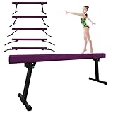 Sealoha 8ft Ultrasimple Adjustable&Foldable Balance Beam,High-Low Floor Beam Suede Gymnastics Equipment,No Tool Require, Gymnastics Beam for Training&Professional HomeTraining