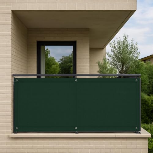 Tata Home Telo Copri Balcone Schermo Protettivo Divisorio Parasole Paravento Antipioggia Frangi Vista Copri Ringhiera Copertura per Privacy HDPE UV Misura 90 cm. x 5 mt Colore (Verde)