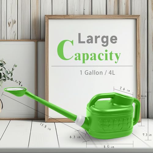 Image of 1 Gallon Watering Can, Garden Watering Can Outdoor, Plant Water Can with Removable Long Spout and Stainless Steel Sprinkler Head, Plastic Indoor Watering Cans for Gardening Flower Plants