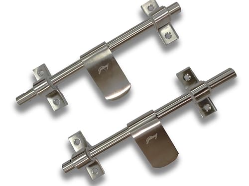 Image of Godrej Door Fitting | Aldrop Lock for Left & Right Handed Doors | Suitable for Main & Inner Doors of Residential & Commercial complexes | Size 12 x 200 mm | Satin Finish|Pack of 2