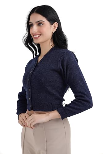 Image of Women Winter Wear V-Neck Full Sleeves Regular Fit Woollen Blouse