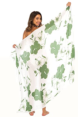 Back From Bali Womens Sarong Swimsuit Cover Up Floral Hibiscus Sequins Beach Wear Bikini Wrap Skirt with Coconut Clip3