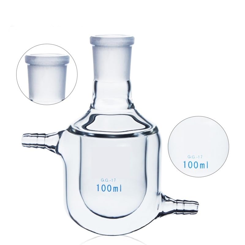 Matraz de vidrio de alto contenido en borosilicato Uso del laboratorio del vidrio de borosilicato de la pared gruesa del solo frasco de reacción vestido del cuello(250ml Caliber 24mm)
