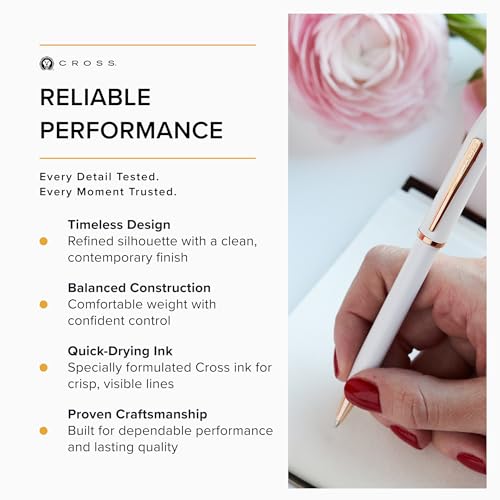 Image of Cross Century II Pearlescent White Refillable Ballpoint Pen - Medium Point, Black Ink, Presented in a Luxury Gift Box