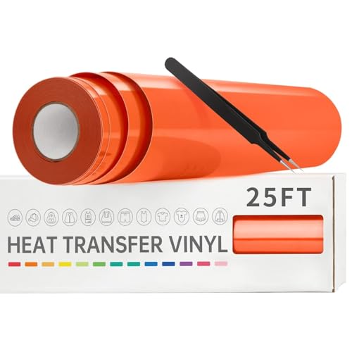 VinylRus Heat Transfer Vinyl-12 x 25FT Iron on Vinyl Roll for Shirts HTV Vinyl for Silhouette Cameo Easy to Cut & Weed(Orange)