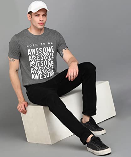 Image of Urbano Fashion Men's Graphic Printed Round Neck Half Sleeve Slim Fit Cotton T-Shirt