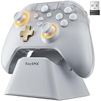 EasySMX PC Controller, Enhanced Wireless Bluetooth Pro Game Controller with Charging Dock/RGB Backlit/Hall Sensor,No Stick Drift No Dead Zone, Windows PC, Android, Steam, Switch, iOS White