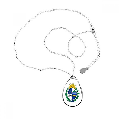 Collier Uruguay emblème national avec pendentif teardrop en acier et chaîne pour homme