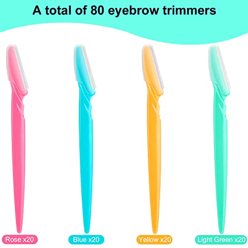 Colovis-80-PCS-Eyebrow-Razor-Dermaplaning-Tool-Face-Razors-for-Women-and-Men-with-Precision-Cover-Multipurpose-Facial-Eyebrow-Hair-Soft-Fur-Removal-Disposable-Blades-4-Colors