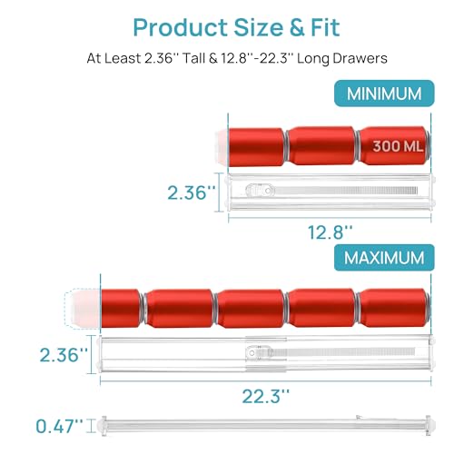 Image of Vtopmart 4 Pack 2.36 inch Short Upgrade Drawer Dividers for Kitchen Drawer, 12.8 inch-22.3 inch Expandable Kitchen Drawer Organizer, Clear Plastic Organizer Separator for Flatware, Utensil, Cutlery, Underwear