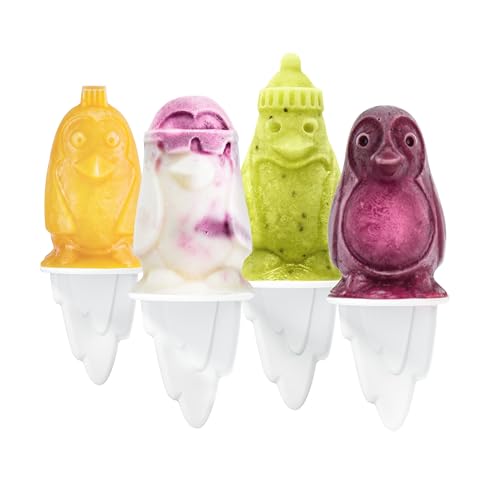 Tovolo Penguin Popsicle Molds Set of 4 Silicone Ice Pop Maker with Drip Guards, Dishwasher Safe Fun Penguin Pop Molds for Kids, BPA Free Food Safe Silicone Penguin Gift Popsicle Makers by Tovolo - Used condition - US$9.68